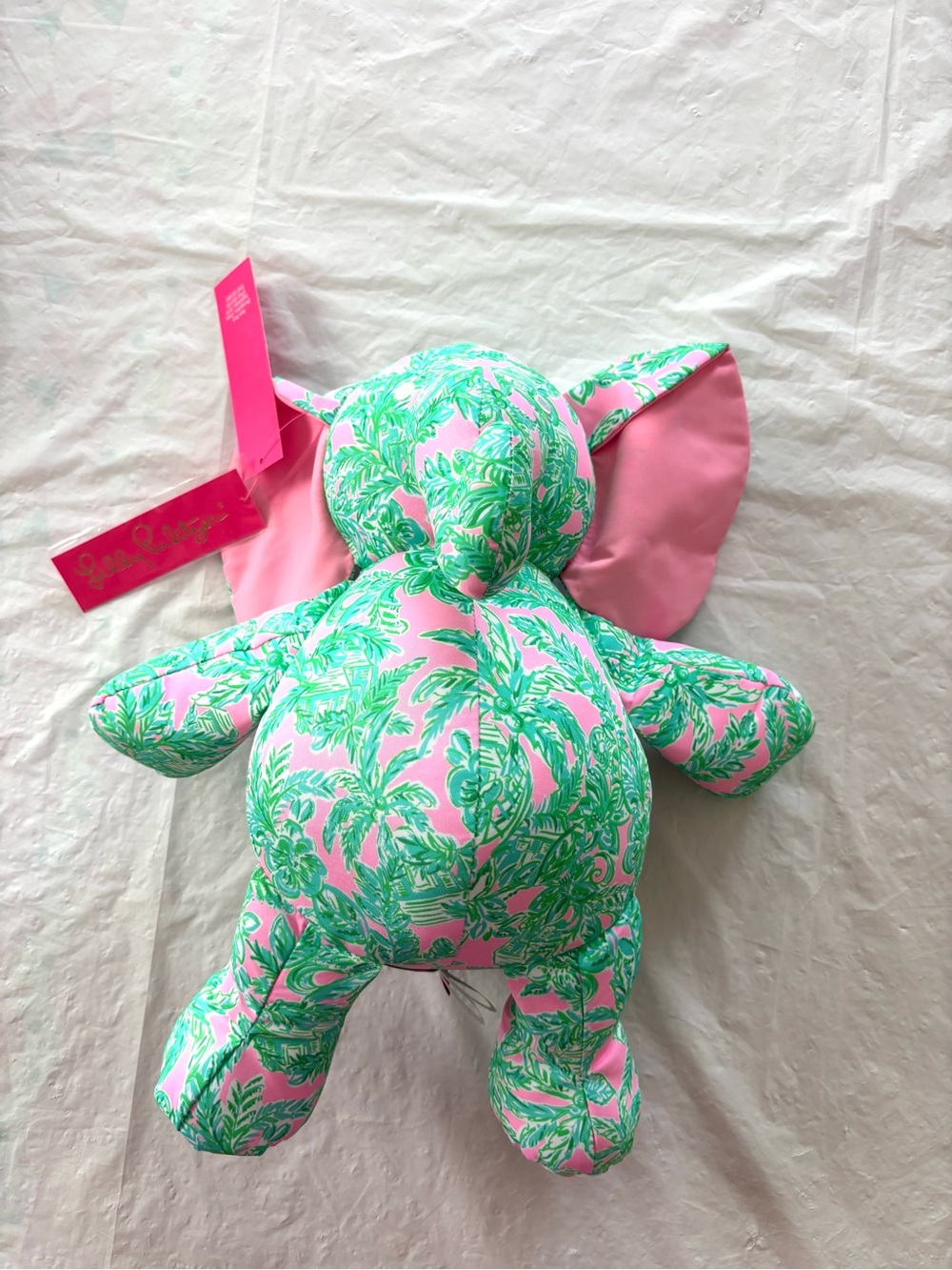 NWT Lilly Pulitzer Pink Green Mandevilla Pink Sands Paradise Plush Elephant - Picture 10 of 13